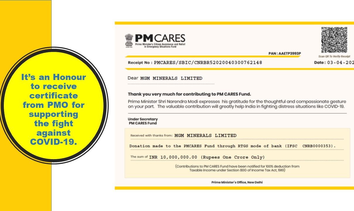 It’s an Honour to Receive a Certificate from the PMO for Supporting the Fight Against COVID-19.